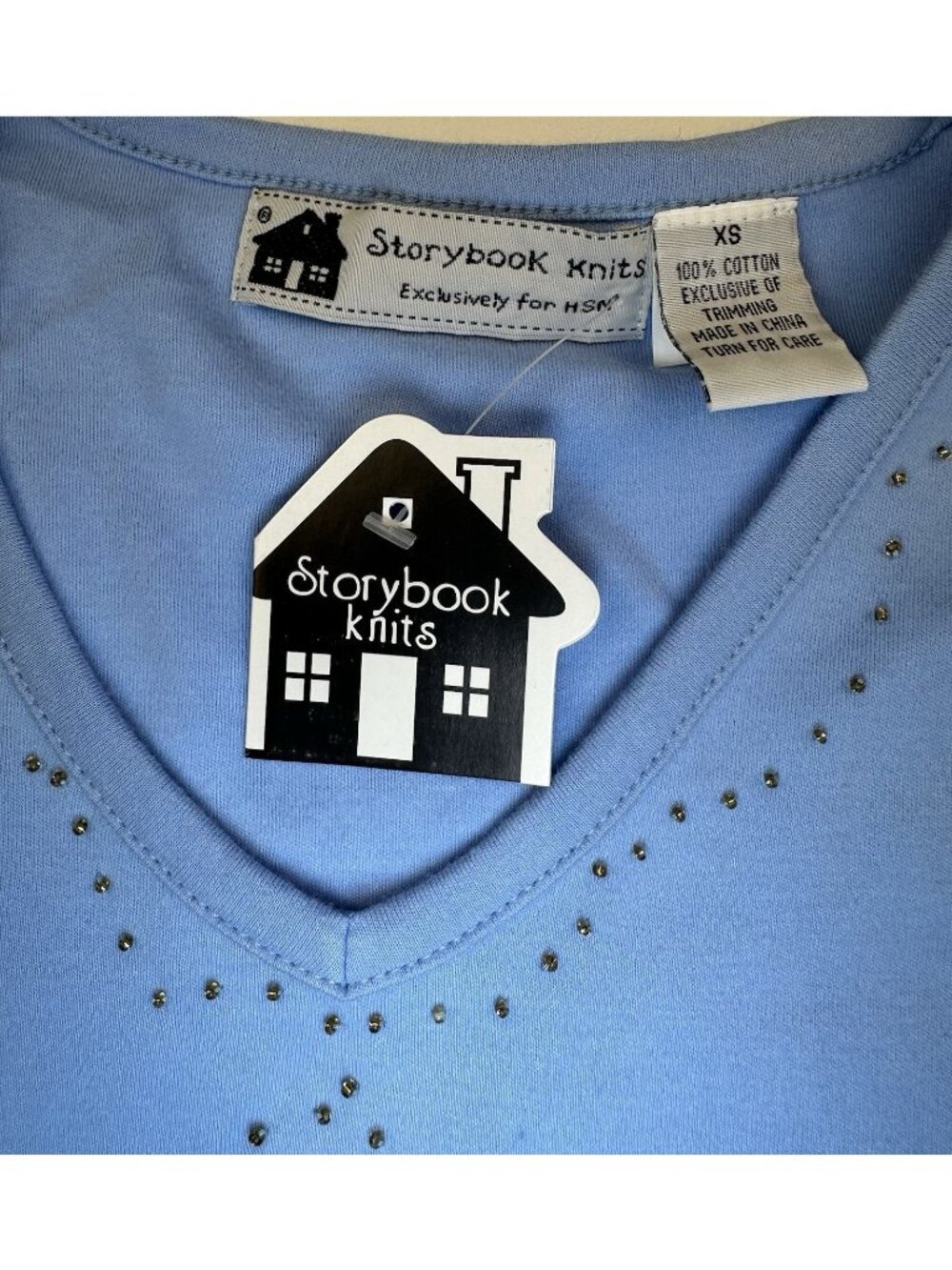 Storybook Knits Women’s Angels Sweatshirt Crew Neck Top Long Sleeves Blue XS NWT - Picture 3 of 8